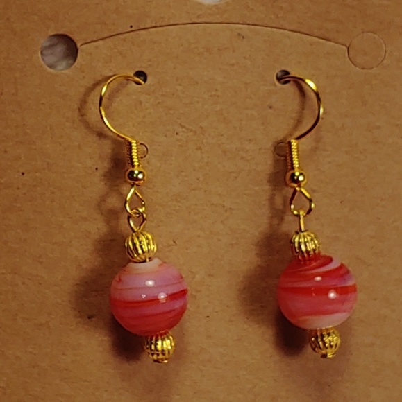 24752. Mars Orange Pierced Earrings - Picture 3 of 4
